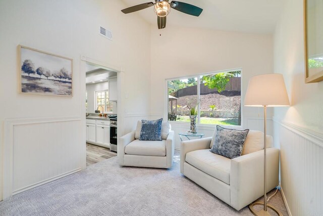 15020 Penasquitos Dr, Rancho Penasquitos, CA 92129 - sitting room with a wainscoted wall and a ceiling fan