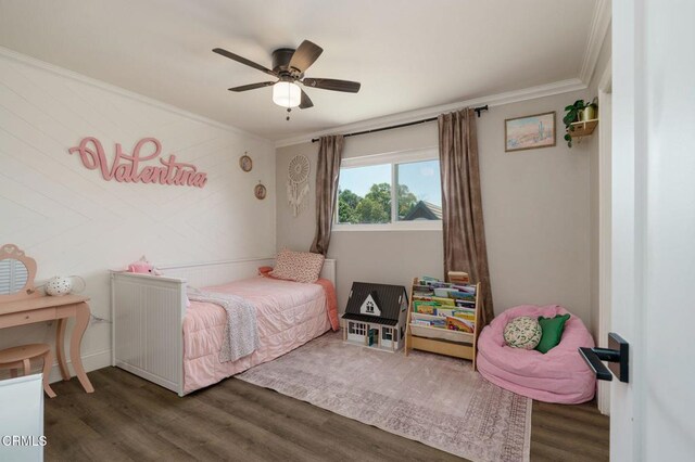 208 S 4th St, Santa Paula, CA 93060 - bedroom with crown molding, wood finished floors, and ceiling fan