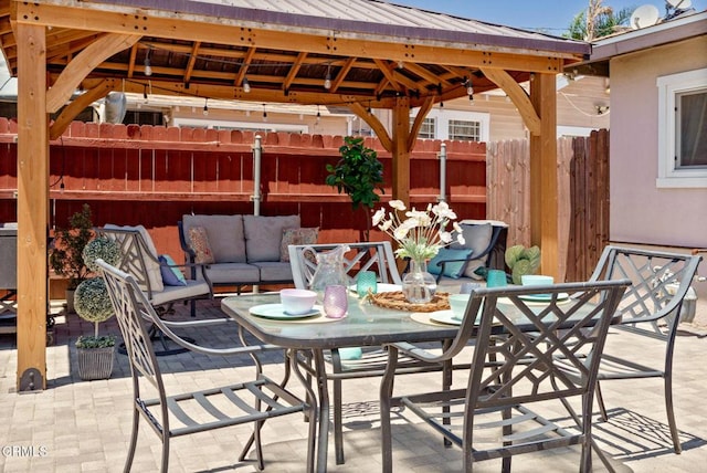 208 S 4th St, Santa Paula, CA 93060 - view of patio with an outdoor hangout area and a gazebo