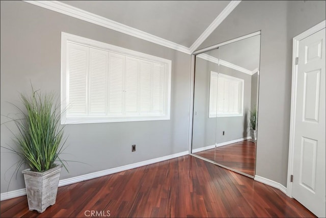 25225 Avenida Tranquila, Lake Forest, CA 92630 - unfurnished bedroom with wood finished floors, a closet, and crown molding