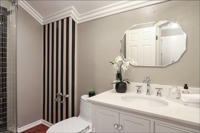 25225 Avenida Tranquila, Lake Forest, CA 92630 - bathroom with ornamental molding and vanity