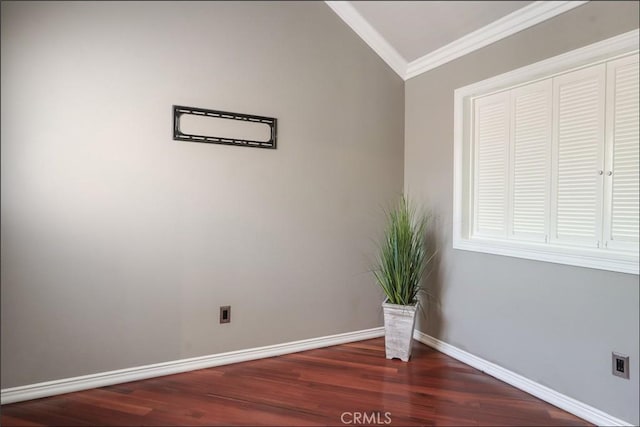 25225 Avenida Tranquila, Lake Forest, CA 92630 - spare room with crown molding, wood finished floors, and lofted ceiling