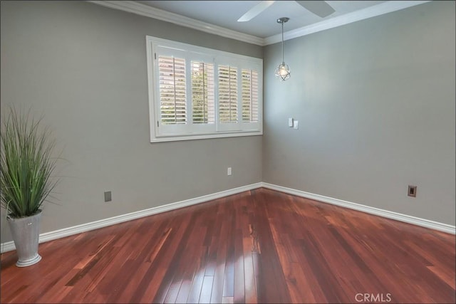 25225 Avenida Tranquila, Lake Forest, CA 92630 - spare room with ceiling fan, wood finished floors, and crown molding