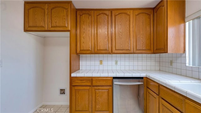 2116 Marine Ave, Gardena, CA 90249 - kitchen featuring backsplash, brown cabinetry, and light countertops