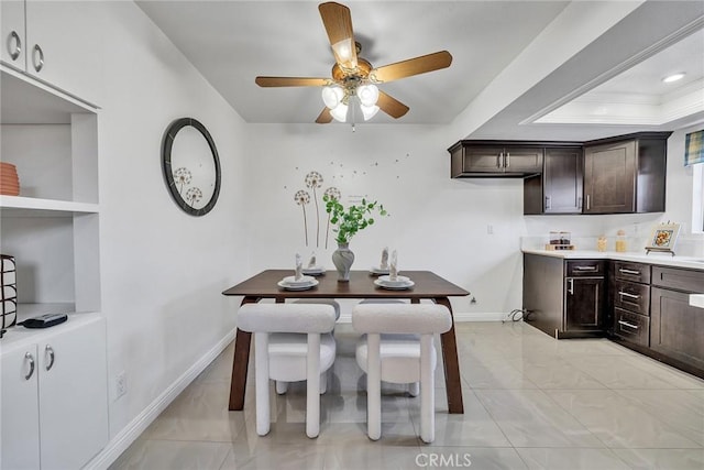 3687 Durfee Ave Unit 3, El Monte, CA 91732 - dining area featuring ceiling fan and light marble finish floors