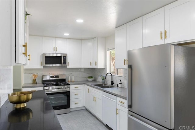 1327 Walbollen St, Spring Valley, CA 91977 - kitchen featuring stainless steel appliances, backsplash, white cabinetry, and recessed lighting