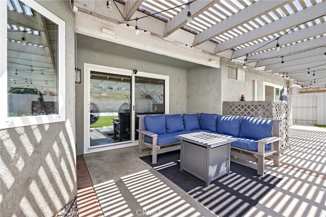 13220 February Dr, Corona, CA 92879 - view of patio with an outdoor living space and a pergola