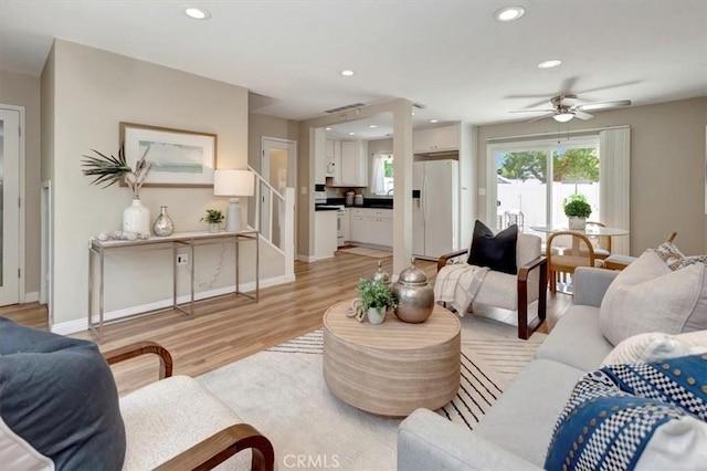 6782 Tahitian Cir, Yorba Linda, CA 92886 - living area with ceiling fan, recessed lighting, and light wood-type flooring