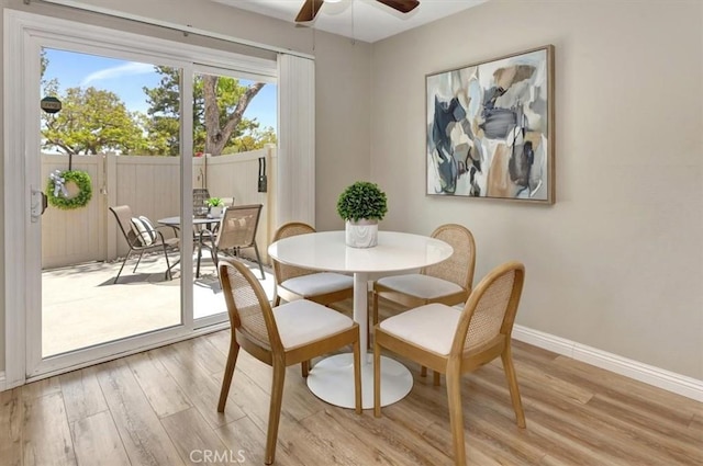 6782 Tahitian Cir, Yorba Linda, CA 92886 - dining space featuring light wood-style floors and a ceiling fan