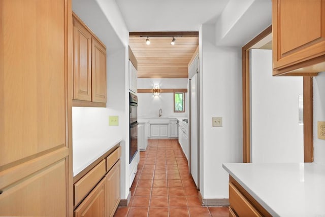 32204 Wiskon Way, Pauma Valley, CA 92061 - kitchen with rail lighting, light countertops, and light tile patterned flooring