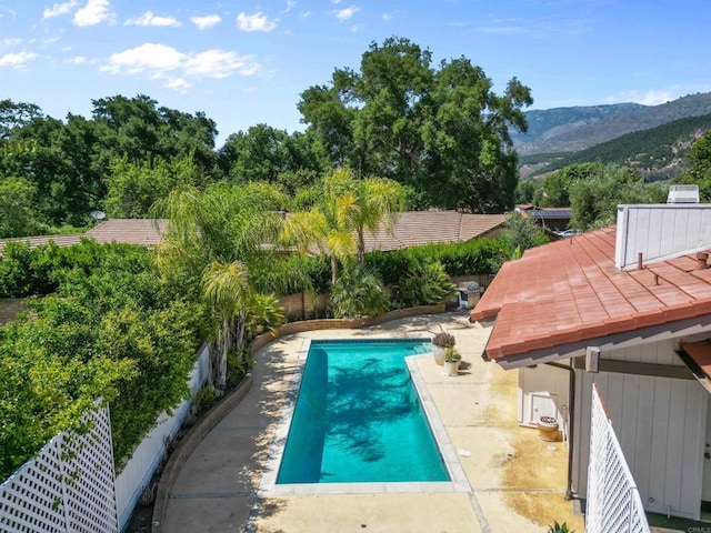 32204 Wiskon Way, Pauma Valley, CA 92061 - view of pool featuring a fenced backyard, a mountain view, and a patio area