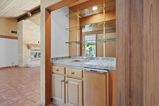32204 Wiskon Way, Pauma Valley, CA 92061 - bar area with light tile patterned floors and wood ceiling