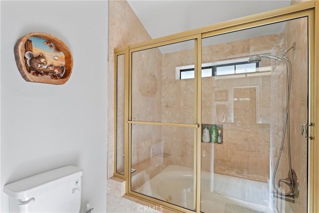 4 Village Unit 2, Lake Arrowhead, CA 92352 - bathroom with toilet and a tile shower
