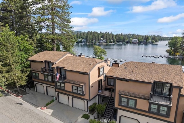 4 Village Unit 2, Lake Arrowhead, CA 92352 - water view featuring a heavily wooded area and stairs