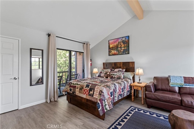 4 Village Unit 2, Lake Arrowhead, CA 92352 - bedroom featuring access to exterior and wood finished floors