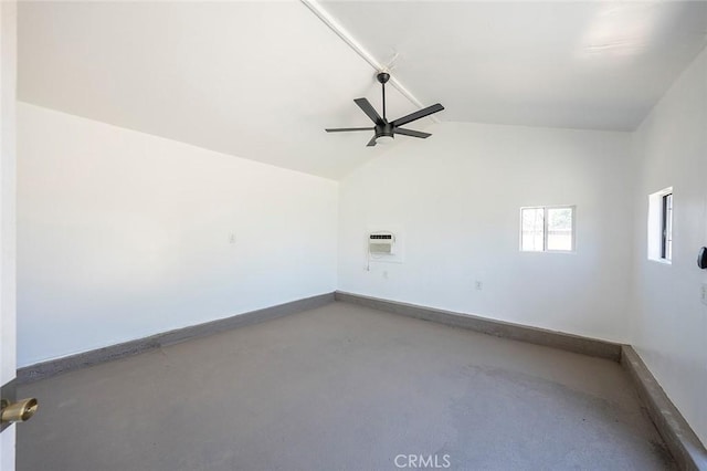 4903 Brayton Ave, Long Beach, CA 90807 - unfurnished room with ceiling fan, vaulted ceiling, and concrete floors