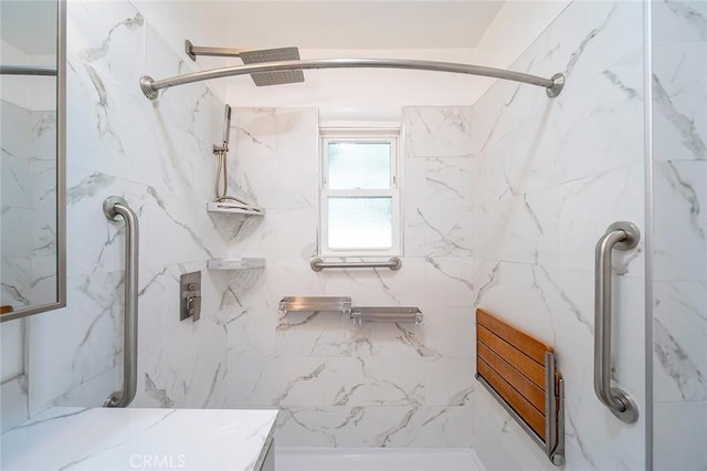 4903 Brayton Ave, Long Beach, CA 90807 - bathroom featuring a marble finish shower