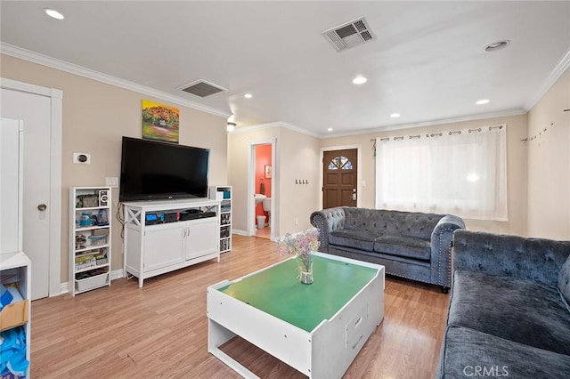 17061 Roscoe Blvd Unit 6, Northridge, CA 91325 - living area with crown molding, light wood-style flooring, and recessed lighting