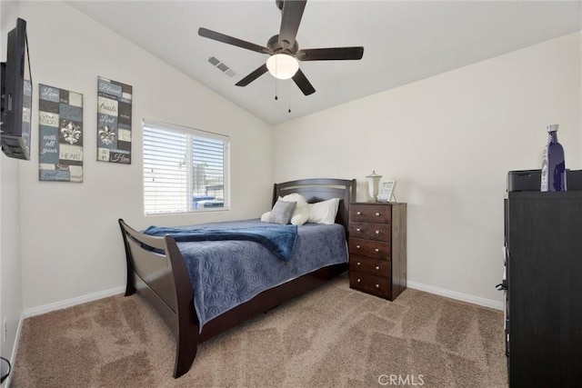 9504 Whitman Ave, Bakersfield, CA 93311 - bedroom featuring carpet, vaulted ceiling, and ceiling fan