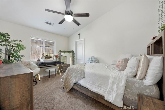 9504 Whitman Ave, Bakersfield, CA 93311 - carpeted bedroom with vaulted ceiling and a ceiling fan