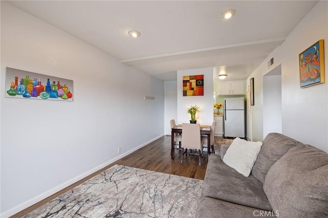 460 Golden Ave Unit 434, Long Beach, CA 90802 - living area with dark wood-style floors and recessed lighting