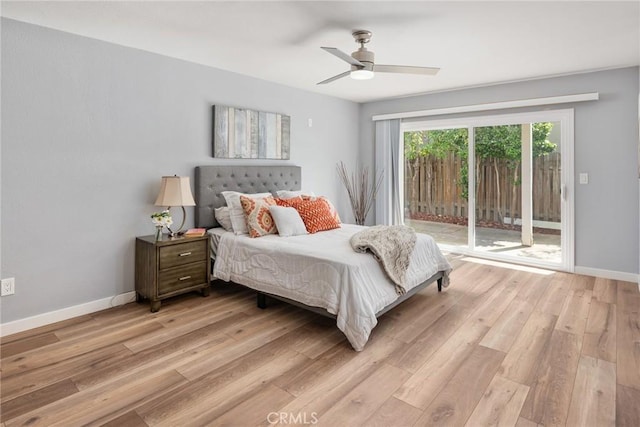 626 Arenas St Unit A, La Jolla, CA 92037 - bedroom with access to outside, light wood-style flooring, and ceiling fan