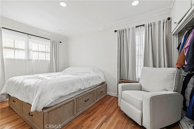 18229 Strathern St, Reseda, CA 91335 - bedroom with ornamental molding, light wood-type flooring, and recessed lighting