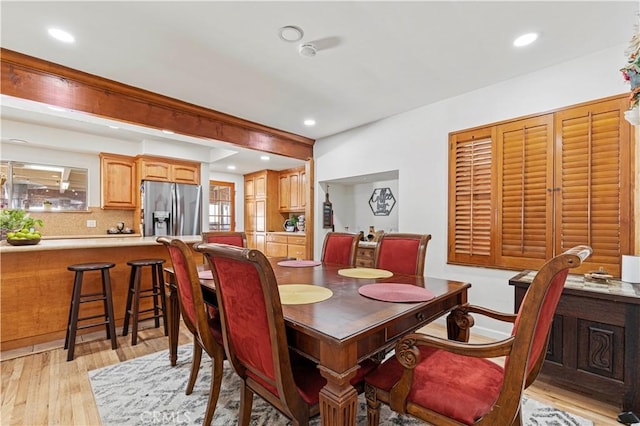 18229 Strathern St, Reseda, CA 91335 - dining area featuring light wood-style flooring and recessed lighting