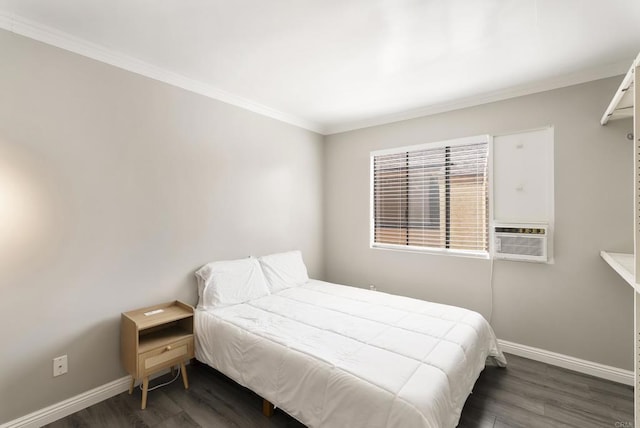 2920 Briarwood Rd Unit G11, Bonita, CA 91902 - bedroom featuring cooling unit, dark wood-style flooring, and ornamental molding