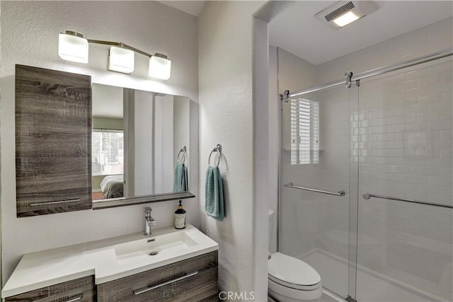94 Cinnamon Teal, Aliso Viejo, CA 92656 - full bath with ensuite bath, a stall shower, vanity, and a textured wall
