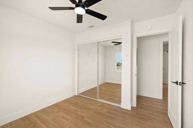 101 Coolwater Dr, San Diego, CA 92114 - unfurnished bedroom with light wood finished floors, a closet, and a ceiling fan