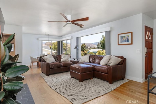 53 Rafael Way, San Luis Obispo, CA 93405 - living room featuring ceiling fan, light wood finished floors, and healthy amount of natural light