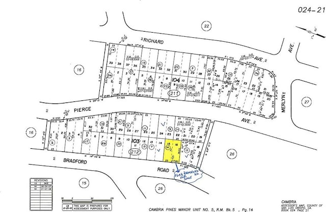 1608 Bradford Rd, Cambria, CA 93428 - parcel map