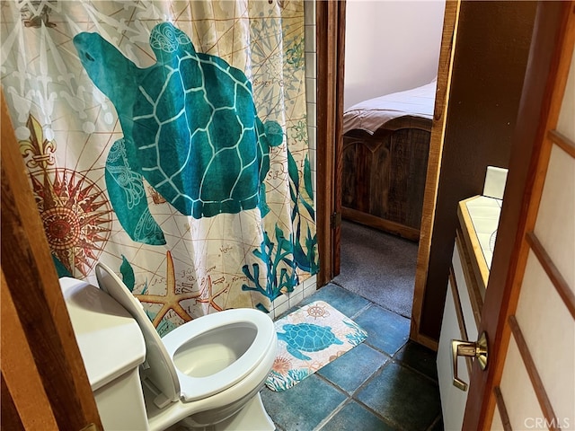 1608 Bradford Rd, Cambria, CA 93428 - bathroom featuring toilet and a shower with shower curtain