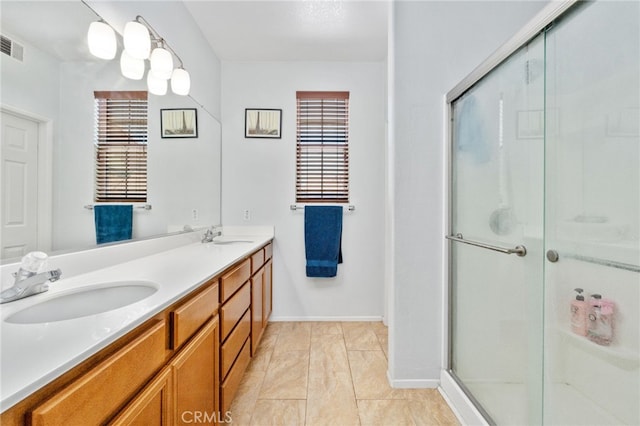 3381 Evening Mist Ln, Perris, CA 92571 - full bath with double vanity and a shower stall