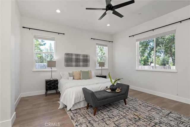 5790 Fickett Ln, Paradise, CA 95969 - bedroom featuring wood finished floors, recessed lighting, and ceiling fan
