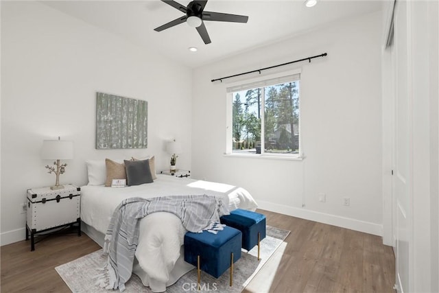 5790 Fickett Ln, Paradise, CA 95969 - bedroom featuring wood finished floors, recessed lighting, and ceiling fan