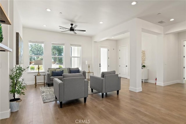 5790 Fickett Ln, Paradise, CA 95969 - living area featuring ceiling fan, recessed lighting, and wood finished floors