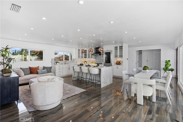 496 E 16th, Costa Mesa, CA 92627 - dining room featuring recessed lighting and dark wood-style flooring