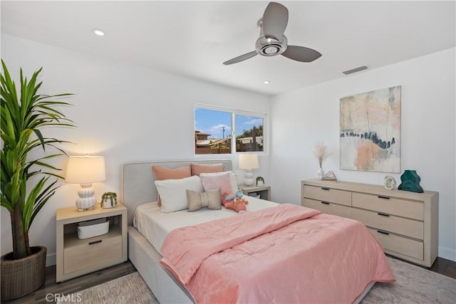 496 E 16th, Costa Mesa, CA 92627 - bedroom featuring wood finished floors, recessed lighting, and ceiling fan