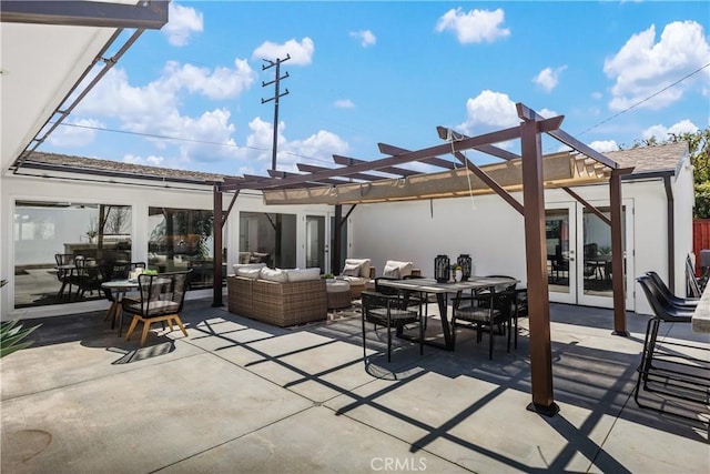 496 E 16th, Costa Mesa, CA 92627 - view of patio with a pergola, french doors, an outdoor living space, and outdoor dining space