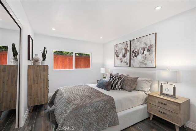 496 E 16th, Costa Mesa, CA 92627 - bedroom with dark wood finished floors and recessed lighting