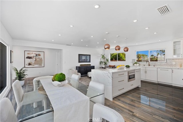 496 E 16th, Costa Mesa, CA 92627 - dining room featuring recessed lighting and dark wood-type flooring