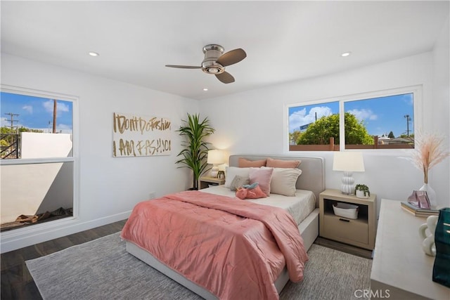 496 E 16th, Costa Mesa, CA 92627 - bedroom with wood finished floors, recessed lighting, and ceiling fan