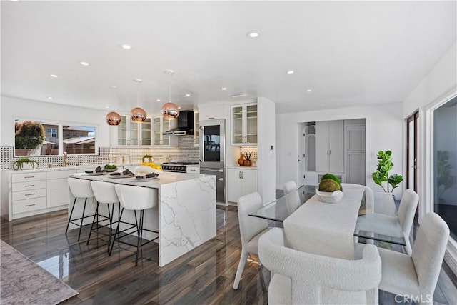 496 E 16th, Costa Mesa, CA 92627 - dining room featuring recessed lighting and dark wood-style flooring