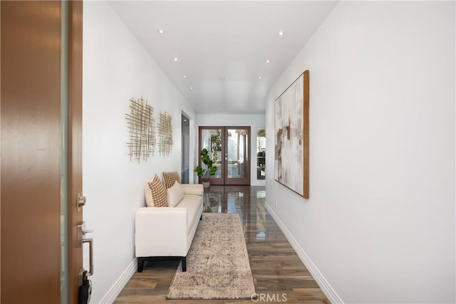 496 E 16th, Costa Mesa, CA 92627 - corridor featuring dark wood-style floors and recessed lighting