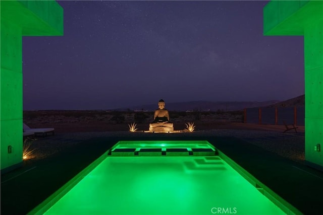 60632 Granville Rd, Joshua Tree, CA 92252 - view of pool at twilight