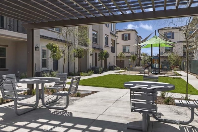2601 Durfee Ave Unit F, El Monte, CA 91732 - view of patio / terrace with a residential view and a pergola