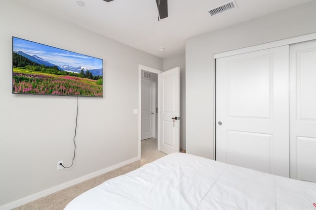 36961 Buccella Ln, Beaumont, CA 92223 - bedroom with carpet flooring, a closet, and ceiling fan