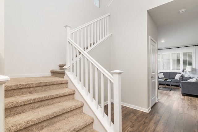 36961 Buccella Ln, Beaumont, CA 92223 - stairway featuring wood finished floors and recessed lighting